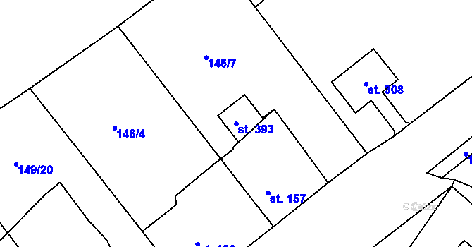 Parcela st. 393 v KÚ Lahošť, Katastrální mapa