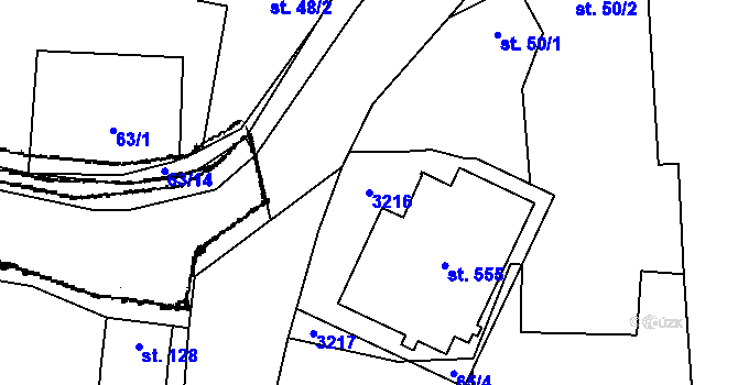 Parcela st. 3216 v KÚ Lančov, Katastrální mapa