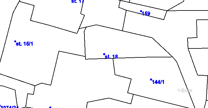 Parcela st. 18 v KÚ Lančov, Katastrální mapa