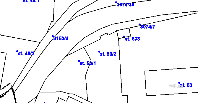 Parcela st. 50/2 v KÚ Lančov, Katastrální mapa