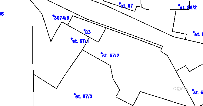 Parcela st. 67/2 v KÚ Lančov, Katastrální mapa