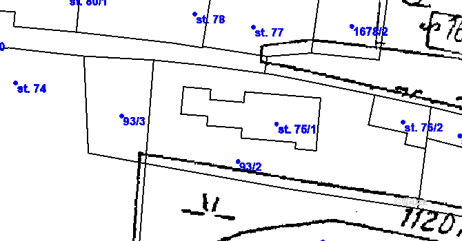 Parcela st. 75/1 v KÚ Lančov, Katastrální mapa