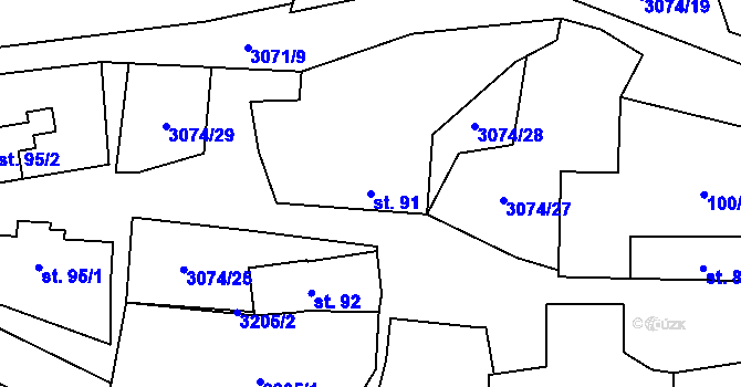 Parcela st. 91 v KÚ Lančov, Katastrální mapa
