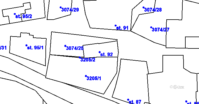Parcela st. 92 v KÚ Lančov, Katastrální mapa