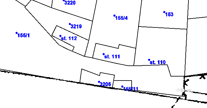 Parcela st. 111 v KÚ Lančov, Katastrální mapa