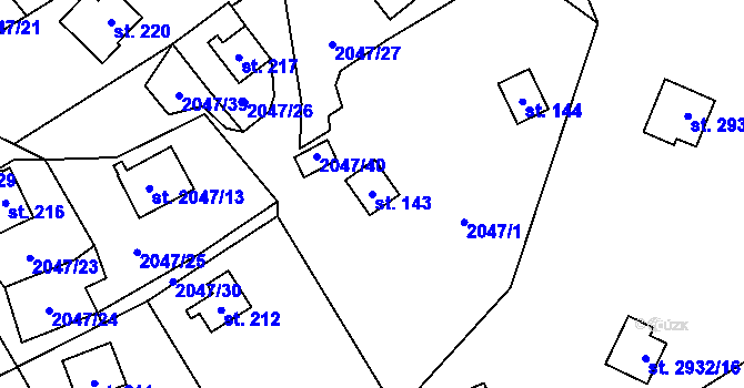 Parcela st. 143 v KÚ Lančov, Katastrální mapa