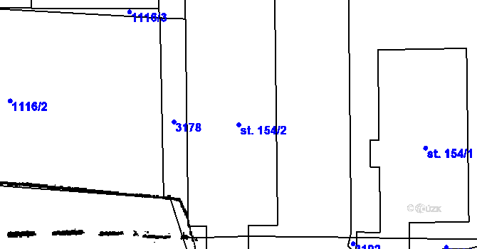 Parcela st. 154/2 v KÚ Lančov, Katastrální mapa