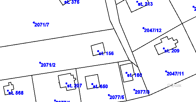 Parcela st. 156 v KÚ Lančov, Katastrální mapa
