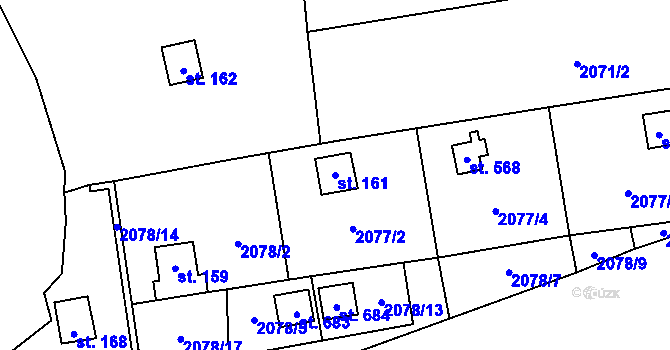 Parcela st. 161 v KÚ Lančov, Katastrální mapa