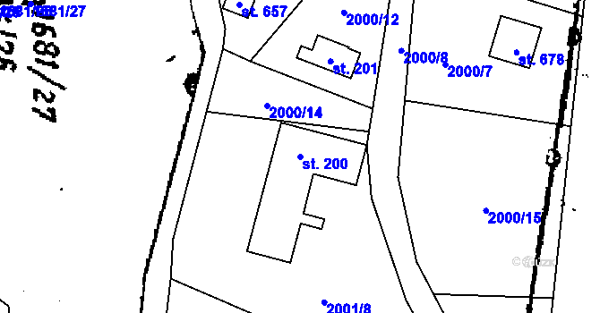 Parcela st. 200 v KÚ Lančov, Katastrální mapa