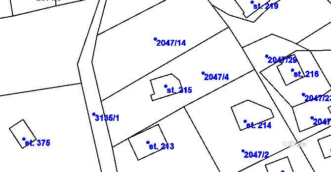Parcela st. 215 v KÚ Lančov, Katastrální mapa