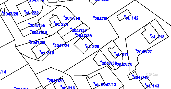 Parcela st. 220 v KÚ Lančov, Katastrální mapa