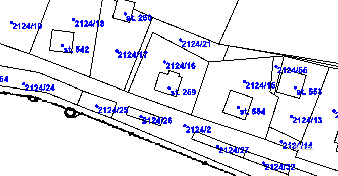 Parcela st. 259 v KÚ Lančov, Katastrální mapa
