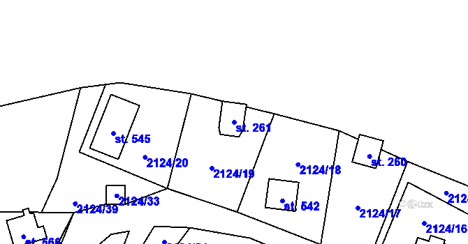 Parcela st. 261 v KÚ Lančov, Katastrální mapa