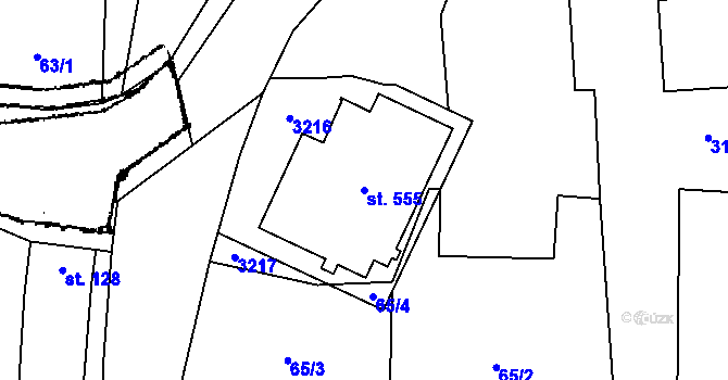 Parcela st. 555 v KÚ Lančov, Katastrální mapa