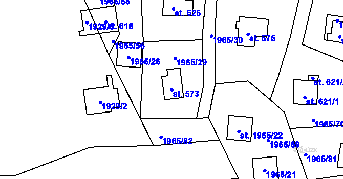 Parcela st. 573 v KÚ Lančov, Katastrální mapa