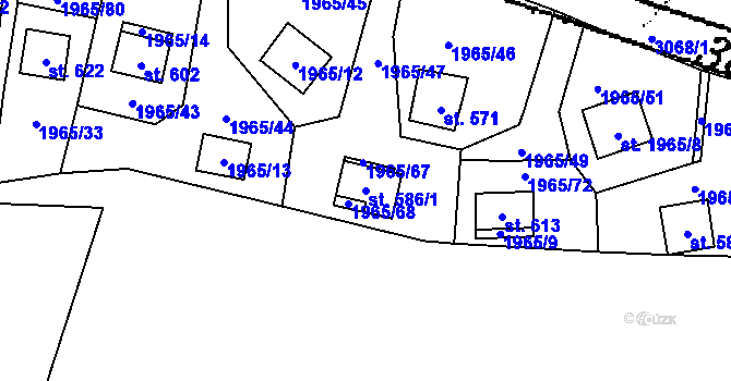 Parcela st. 586/1 v KÚ Lančov, Katastrální mapa
