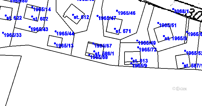 Parcela st. 586/2 v KÚ Lančov, Katastrální mapa