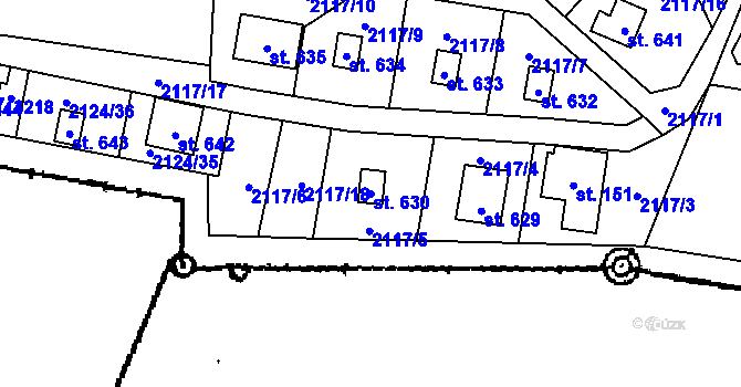 Parcela st. 630 v KÚ Lančov, Katastrální mapa