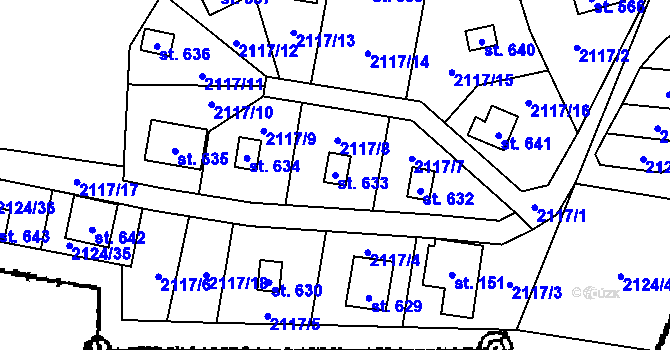 Parcela st. 633 v KÚ Lančov, Katastrální mapa
