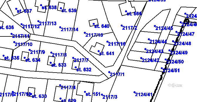 Parcela st. 641 v KÚ Lančov, Katastrální mapa