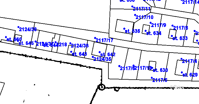 Parcela st. 642 v KÚ Lančov, Katastrální mapa