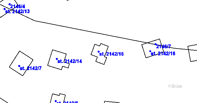 Parcela st. 2142/15 v KÚ Lančov, Katastrální mapa