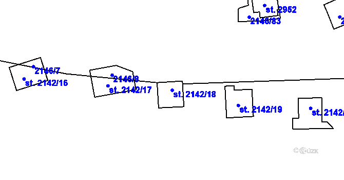 Parcela st. 2142/18 v KÚ Lančov, Katastrální mapa