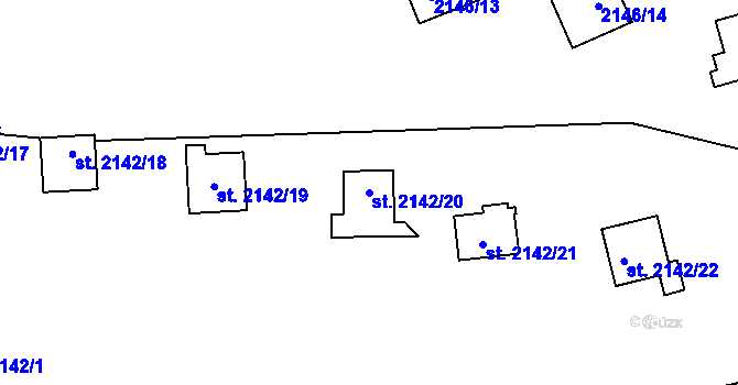 Parcela st. 2142/20 v KÚ Lančov, Katastrální mapa