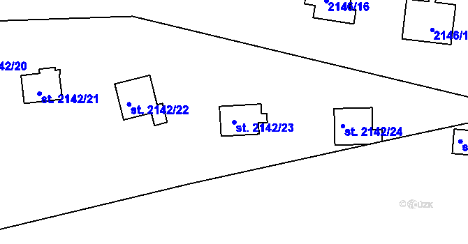 Parcela st. 2142/23 v KÚ Lančov, Katastrální mapa