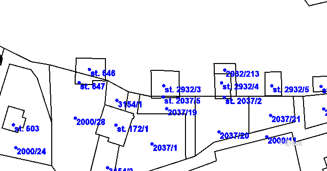 Parcela st. 2932/3 v KÚ Lančov, Katastrální mapa