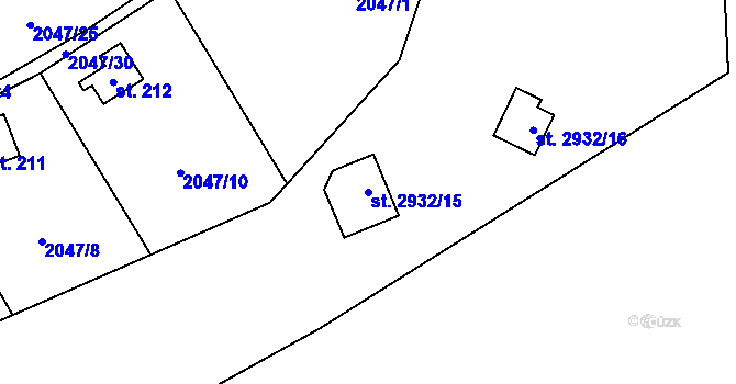 Parcela st. 2932/15 v KÚ Lančov, Katastrální mapa