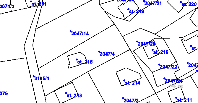 Parcela st. 2047/4 v KÚ Lančov, Katastrální mapa