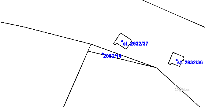Parcela st. 2062/14 v KÚ Lančov, Katastrální mapa