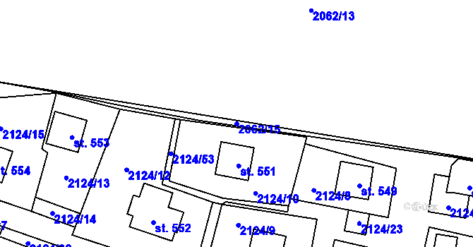Parcela st. 2062/15 v KÚ Lančov, Katastrální mapa