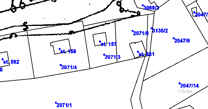 Parcela st. 2071/3 v KÚ Lančov, Katastrální mapa