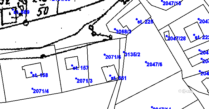 Parcela st. 2071/6 v KÚ Lančov, Katastrální mapa