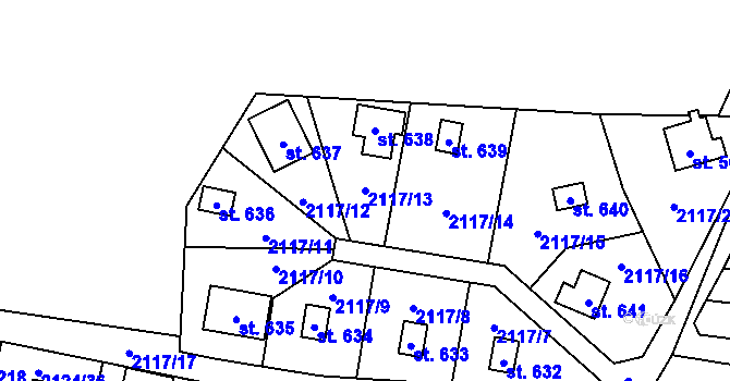 Parcela st. 2117/13 v KÚ Lančov, Katastrální mapa