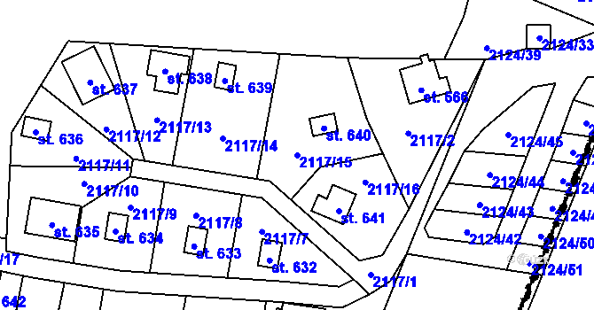 Parcela st. 2117/15 v KÚ Lančov, Katastrální mapa