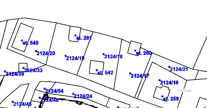 Parcela st. 2124/18 v KÚ Lančov, Katastrální mapa