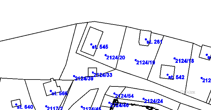 Parcela st. 2124/20 v KÚ Lančov, Katastrální mapa