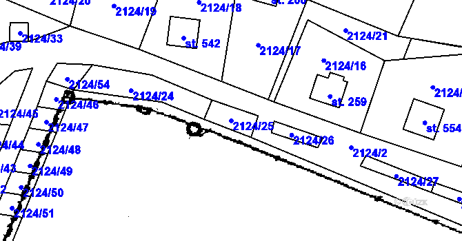 Parcela st. 2124/25 v KÚ Lančov, Katastrální mapa
