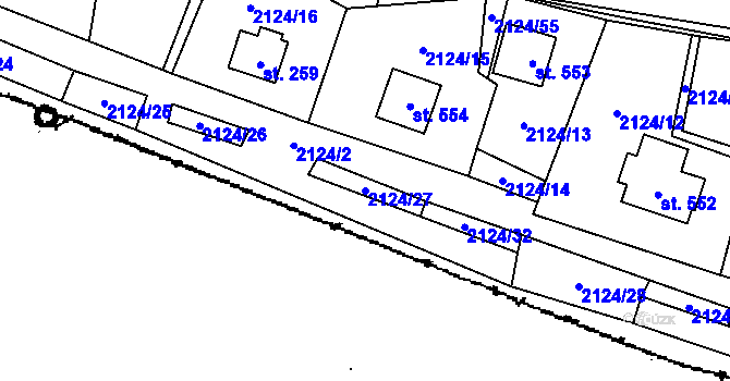 Parcela st. 2124/27 v KÚ Lančov, Katastrální mapa