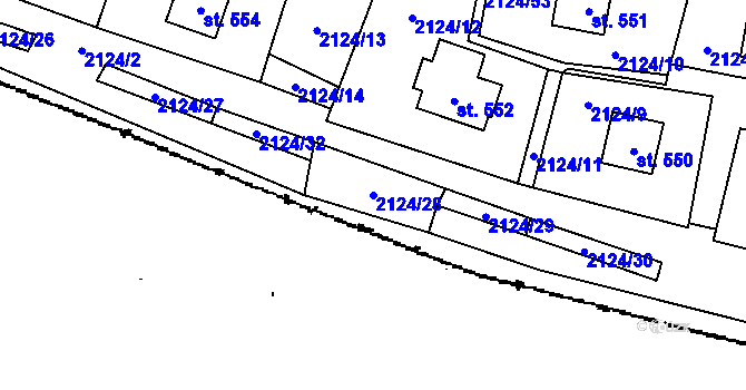 Parcela st. 2124/28 v KÚ Lančov, Katastrální mapa