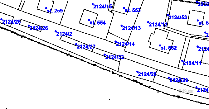 Parcela st. 2124/32 v KÚ Lančov, Katastrální mapa