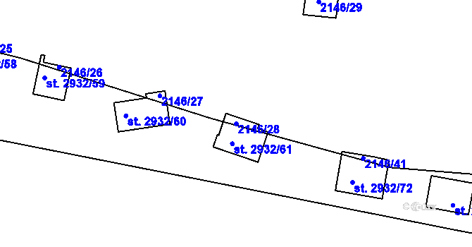 Parcela st. 2146/28 v KÚ Lančov, Katastrální mapa