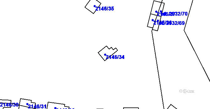 Parcela st. 2146/34 v KÚ Lančov, Katastrální mapa