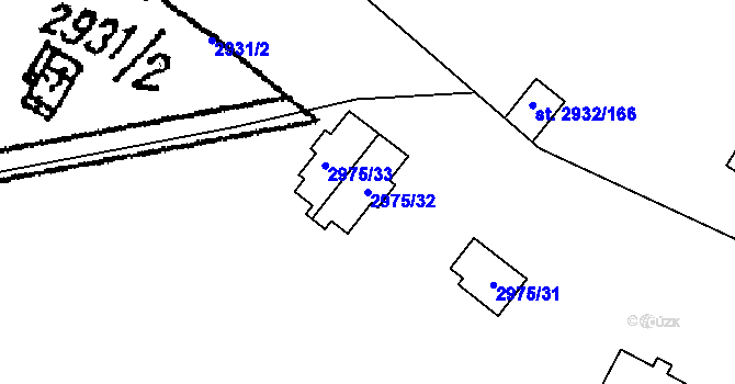 Parcela st. 2975/32 v KÚ Lančov, Katastrální mapa