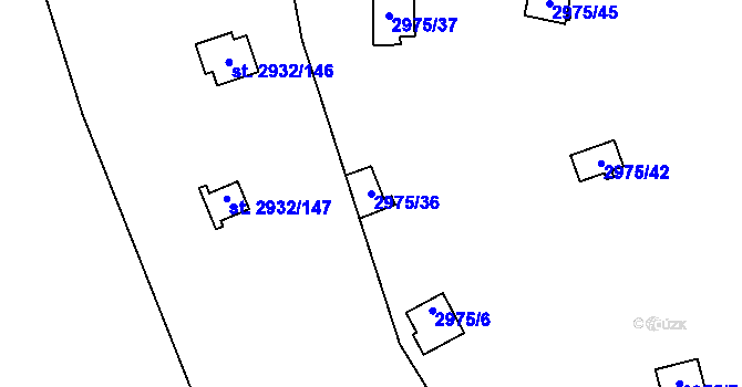 Parcela st. 2975/36 v KÚ Lančov, Katastrální mapa