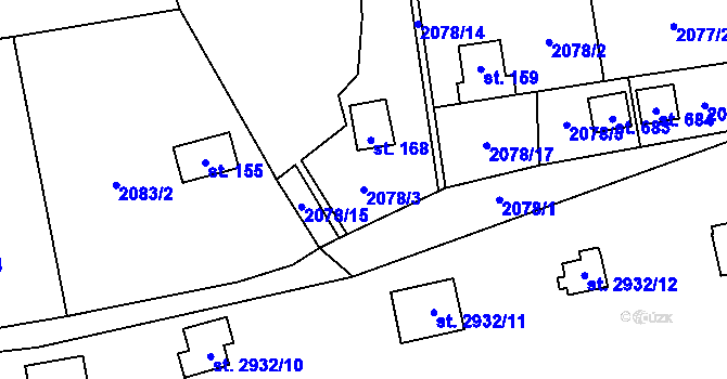 Parcela st. 2078/3 v KÚ Lančov, Katastrální mapa